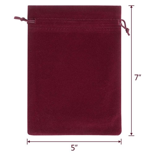 Lucky Monet 25/50/100PCS Velvet Drawstring Bags Jewelry Pouches for Christmas Birthday Party Wedding Favors Gift Candy Headphones Art and DIY Craft (25Pcs, Wine Red, 5” x 7”)