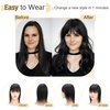 SEGO Hair Toppers for Women Real Human Hair With Bangs 7 * 13CM Silk Base 100% Remy Human Hair Clip in Top Wiglet Hair Pieces for Thinning Hair -16 Inch Dark Brown