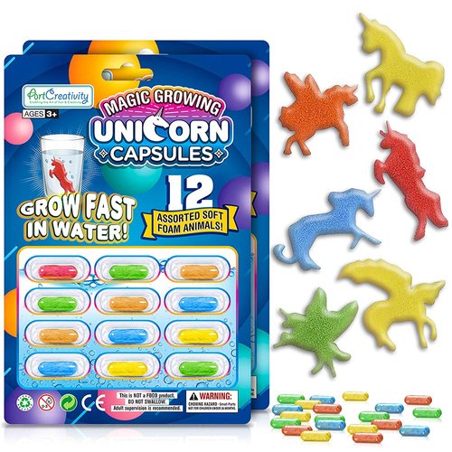 ArtCreativity Magic Growing Unicorn Capsules - Grow in Water - 2 Packs with 12 Expanding Animals Capsules Each - Cute Color Variety - Kids’ Birthday Party Favors, Contest Prize or Gift Idea