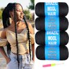 RuiYok 4 Pcs Natural Black Brazilian Wool Hair for Braiding Hair Acrylic Yarn Crochet Box Braids Senegalese Twist Jumbo Braids Faux Locs Crochet Hair for Women Synthetic Braiding Hair Extensions(#1B)