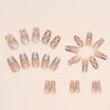 ANDGING Coffin Press on Nails Short Medium Silver French Tip Fake Nails Glue on Nails with Bling Rhinestone Design Acrylic False Nails for Wedding Gel Women Manicure Stick on Nail with Glue ADY88R