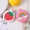 1Pc Travel Hair Brush with Mini Mirror - Portable Folding Round Massage Brush for Girls and Women, Strawberry Hair Care