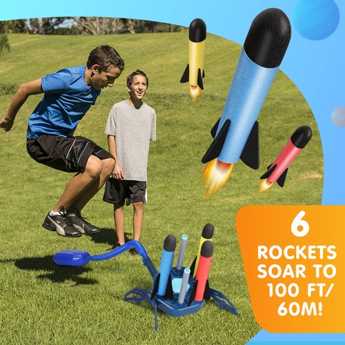TOY Life Toy Rocket Launcher for KidsToy Rocket with 6 Foam Rockets and Refills Rocket Launcher for Kids 5-8-12 Shoot Up to 100 Ft Outdoor Toys Rocket Launcher Toy for Kid