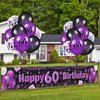 60th Birthday Party Decorations Purple Black Happy 60th Birthday Banner and 18PCS 60th Birthday Balloons for Women Men Purple Black 60th Birthday Yard Sign for 60th Anniversary Birthday Party Supplies