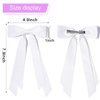 2PCS Silky Satin Hair Bows Ribbon Hair Clips, Fall Alligator Hair Pins, Ponytail Holder Accessories Sides Metal Hair Bow Barrettes Hair Accessories for Women Girls Kids (White)