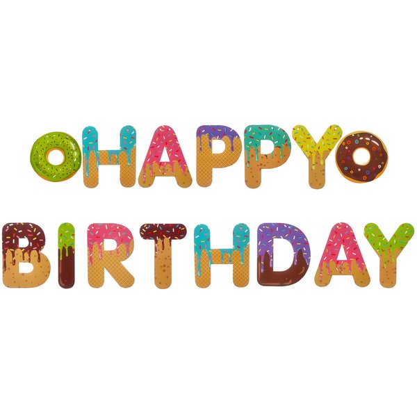 Happy Birthday Banner Donuts Birthday Decorations, Bunting Banner for Party Decorations, for Kids Birthday
