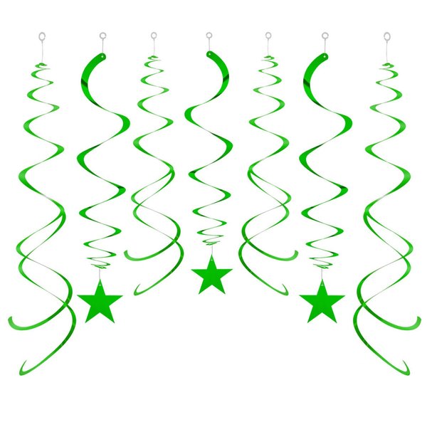 Aimto Green Party Star Swirl Decorations,Foil Ceiling Hanging Swirl Streamers Decorations,Pack of 20.
