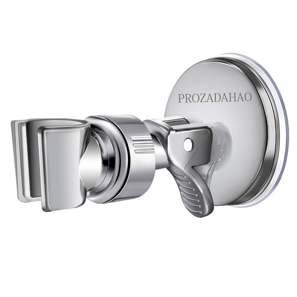 PROZADAHAO Adjustable Shower Head Holder, Bathroom Suction Cup Handheld Shower Head Bracket, Removable Handheld Showerhead & Wall Mounted Suction Bracket (Silver)