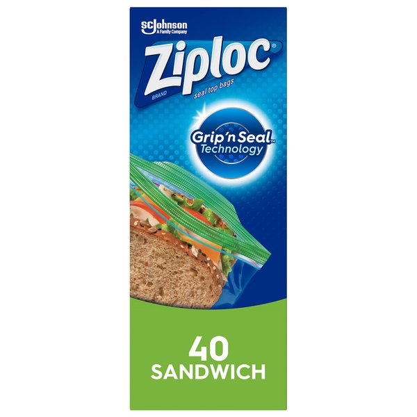 Ziploc Sandwich Bags with New Grip 'n Seal Technology, 40 Count