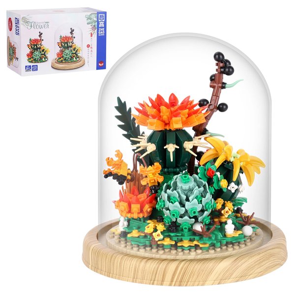 RSDHFLY Creative Bonsai Flower Bouquet Building Kit,Flower Botanical Collection Construction Building Toy,Building Blocks Set for Adults and Kids (Succulent Plant Bonsai Flower)