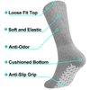 Falari Men Women Anti Slip Grip Non Skid Crew Cotton Diabetic Socks For Home Hospital (3-pairs Grey, 9-11 Women/Men Size)