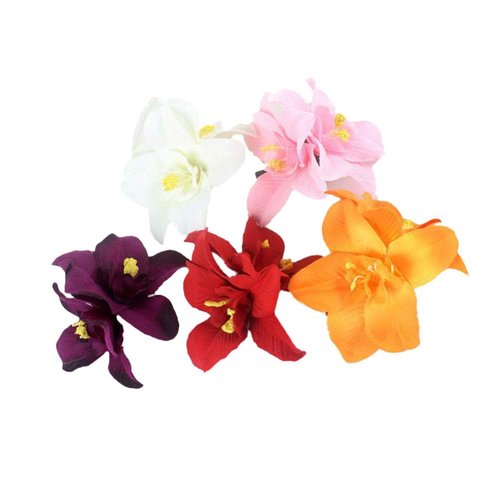 Artificial Flower Hair Clip Hawaiian Hibiscus Plumeria Hairpin Orchid Flower Headdress Bobby Pins Headwear for Woman Girl Lady 5pcs (Random Color)