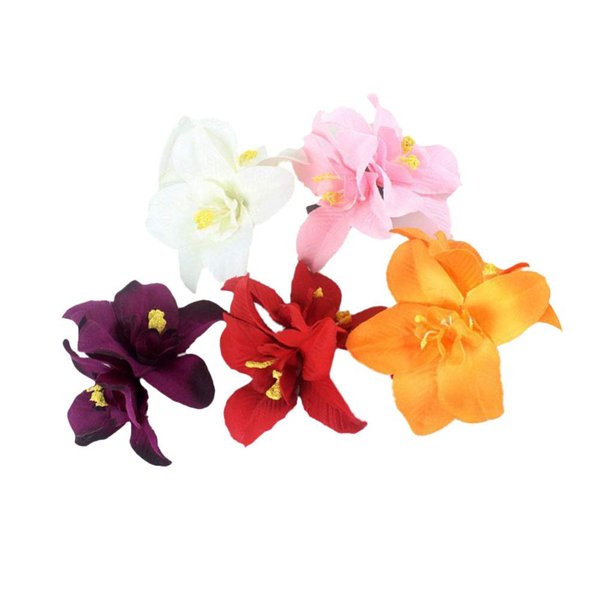 Artificial Flower Hair Clip Hawaiian Hibiscus Plumeria Hairpin Orchid Flower Headdress Bobby Pins Headwear for Woman Girl Lady 5pcs (Random Color)