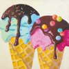 Ice Cream Themed Beverage Napkins 40 Count | Two Packs of 20CT 3-Ply Beverage Napkins | Sweet Scoops Design by Pat Doherty
