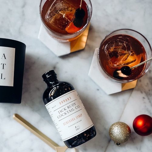 Jack Rudy Cocktail Demerara Syrup (8 ounce) | 2-Pack | Amber Demerara Sugar | Syrup for Cocktail Mixers, Coffee, and Desserts |