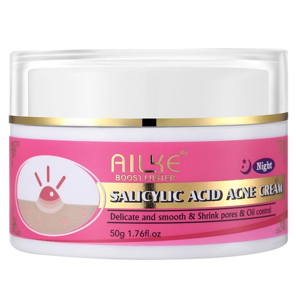 AILKE BOOST LUSTER Salicylic Acid Acne Spot Removal Cream, Effectively Defeats Acne-Prone Skin, Refreshing, Oil Control, Prevent Breakouts, Pimples & Blackheads Remove Face Cream 1.76 oz