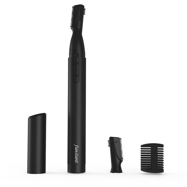 Funstant Upgraded Eyebrow Trimmer for Men, Precision Detailer Battery-Operated Eyebrow Razor and Shaper, Electric Facial Hair Trimmer with Comb, Dual-Blade Grooming Tool, No Pulling Sensation
