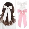 WLLHYF 2 PCS Big Bow Hair Clips Soft Bowknot Hair Pins French Long Tail Hair Barrettes Ponytail Holder Slides Metal Headpieces Vintage Headwear Party Valentine's Day Hair Accessories for Women Girls
