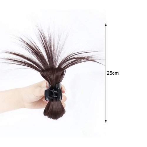 2PCS Messy Bun Hair Piece Claw Clip in Hair Bun Hair Piece Claw Clip in Straight Hair Half Bun Ponytail Extension Chicken Feather Shuttlecock Head Fountain High Ponytail for Women Girls (Dark Brown)