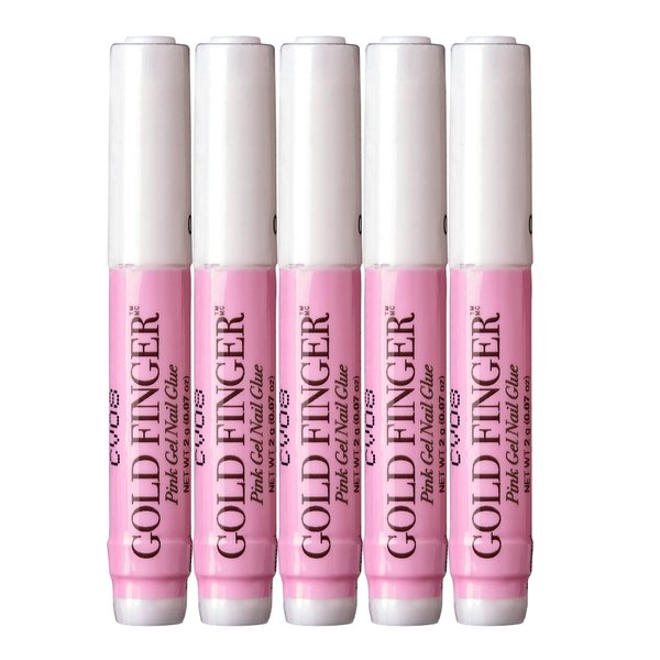 Goldfinger Professional Nail Glue, Super Strong, Fast-Drying, Long-Lasting, Easy Application, Perfect for Acrylic & Press-On Nails, Quick Nail Repair, Nail Care & Enhancements (Pack of 5)
