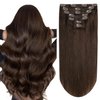 Clip in Hair Extensions 20 inch Remy Hair Extensions Real Human Hair 120g Dark Brown Double Weft Natural Straight Human Hair Clip in Extensions for Women(20inch,7pcs, 120g)