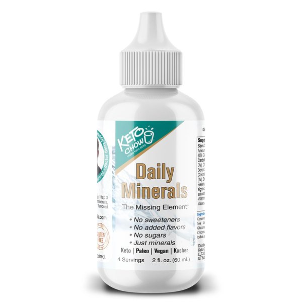 Keto Chow - Daily Minerals Drops - Promotes Electrolyte Balance - Copper, Magnesium, Chromium, Zinc, Boron, & Selenium - Zero Sugar - Keto Friendly - Gluten Free - Vegan - Non GMO - Travel Size - 2 oz