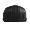 Qianuer Newsboy Hats for Men Leather Ivy Flat Cap Gatsby Driving Cabbie Hat Black