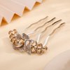 Aimimier Dainty Crystal Flower Hair Comb Sparkly Rhinestone Inlaid Hair Side Combs Long Teeth Hair Accessories for Women and Girls(Champagne)