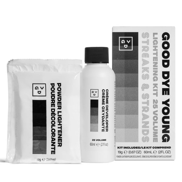 Good Dye Young Hair Lightener Kit (Streaks and Strands) with Dust Free Powder Lightener & 25 Volume Developer - Moisturizing Bleaching Kit - Vegan Hair Bleach (2 oz.)