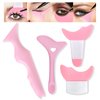 DAGEDA 4PCS Eyeliner Stencils Set, Waterproof Mascara Shield Winged Eyeliner Stencil for Lash/Eyebrow/Lip, Reusable Silicone Eyeliner Tool Lash Guard Makeup Tool for Women (Pink)