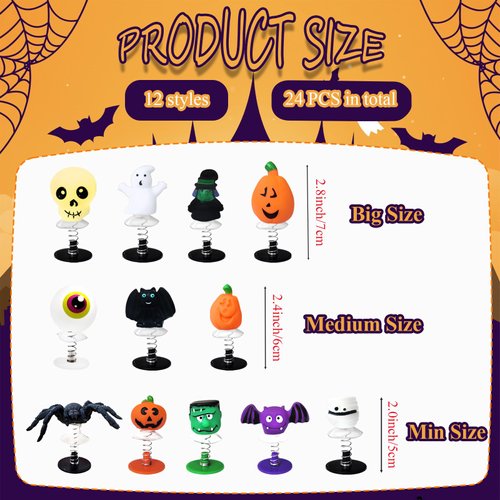 Dshengoo 24 PCS Halloween Jumping Popper Toys,Spring Launchers Party Favors Supplies for Kids,Pinata,Goodie Bags,Classroom Prizes,12 Styles
