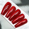 KKUUOO Wine Red Cat Eye Press on Nails Medium Coffin Fake Nails Gradient Design False Nails Shiny Acrylic Nails Full Cover Stick on Nails Jelly Press on Nails for Women Valentine's Day Manicure