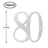 Silver Glitter 80th Birthday Centerpiece Sticks, 12-Pack Number 80 Table Topper Anniversary Party Decorations