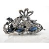 Medium blue or smoke gray crystal peacock metal hair claw clip bridal clip (Primary color: Blue)