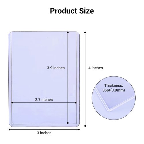 Mukawa 3" x 4" Standard 35pt Rigid Toploaders, Regular Clear Top Loader Sleeves for Collectible Trading Cards (100 ct.)
