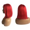 Red Bob Wigs Human Hair Silky Straight 16inches for Women 180% Density 13x1x4 T Part Lace Front Wigs Brazilian Hair Bleached Knots with Baby Hair Pre Plucked Natural Hairline (Could be Restyled)