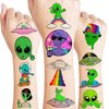 96PCS Cute Alien Temporary Tattoos Themed Birthday Party Decorations Supplies Favors Decor Funny Outer Space Galaxy Stickers Tattoo Gifts for Kids Girls Boys School Prizes Carnival Halloween Christmas