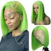 Lime Green Bob Wig Human Hair Lace Front Wigs 10 Inch 13x4 HD Lace Front Wigs Human Hair Pre Plucked Glueless Wigs Short Bob Wig Brazilian Virgin Human Hair Lace Front Wigs for Women 180% Density