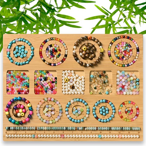 Petoysoso Bead Board for Jewelry Making, Bamboo Beading Board for Jewelry Bracelet Making, Bracelet Bead Board, Beading Trays Jewelry Design Mats for Bracelet, Necklace, Jewelry Making