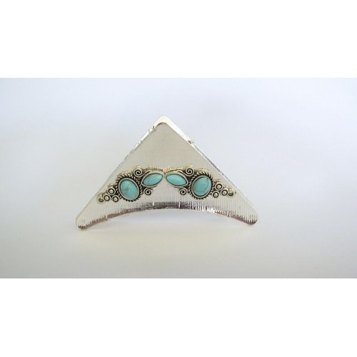 Generic Turquoise blue triangle metal native tribal hair claw clip fine thin hair