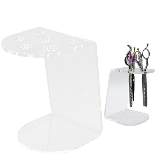 1Pcs Clear Acrylic Scissors Holder Rack 6 Holes Salon Shear Holder Salon Shears Rack for Hair Stylist Scissors Desktop Organizer for Barber Shop Office Home