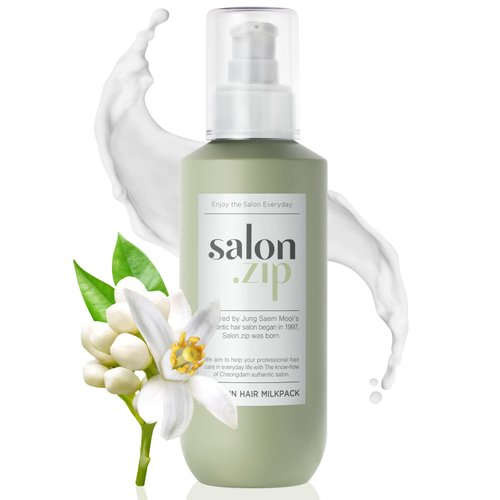 JUNG SAEM MOOL OFFICIAL Salon.ZIP Protein Hair Milk Pack, 6.8 fl oz (200 ml) | Korean Beauty | Hair Treatment | Hair Milk | Hair Protein | Hair Essence | Hair Cream | Hair Care for Damaged Hair