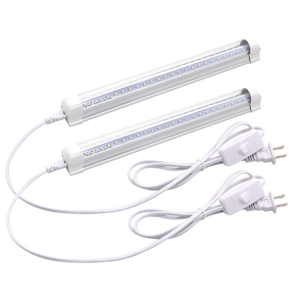 Probelie T8 LED Light Fixture 1ft 1080lm 9W Under Cabinet Lighting, 5000k Daylight White, Workbench and Utility Shop Lights, Corded Electric with Built-in ONOff Switch (Pack of 2)
