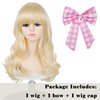 Kids Blonde Wig with Bow Hair Clip, 22.8 Inch Long Blonde Wavy Princess Wigs for Kids Girls Toddlers + Wig Cap for Halloween Costume Party Cosplay