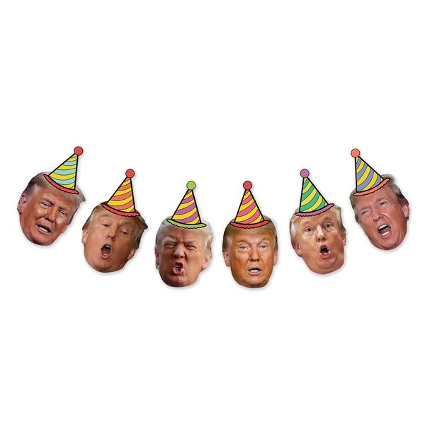 Donald Trump Face Birthday Garland, Funny Trump Portrait Bday Party Decor, Birthday Party Banner for Trump Fan