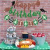 Gxsovso Football Happy Birthday Banner, Football Birthday Party Decorations, Pre-strung Football Party Decorations Supplies, Brown and Green Glitter