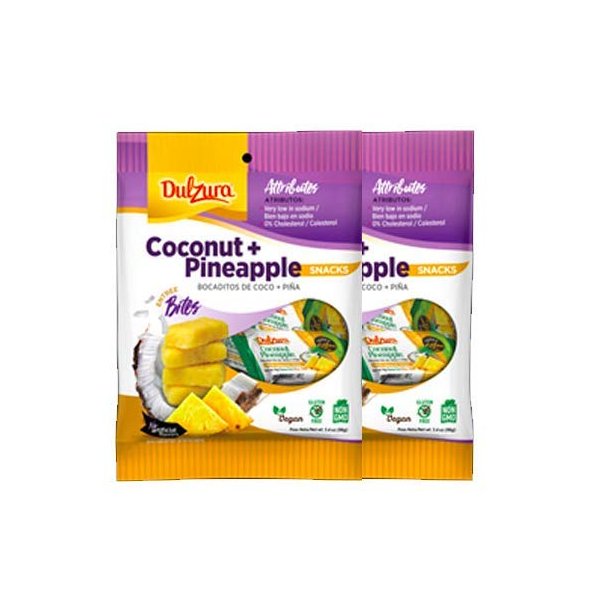 Dulzura Coconut and Pineapple Snacks (2 Pack) 3.4oz Each Bag