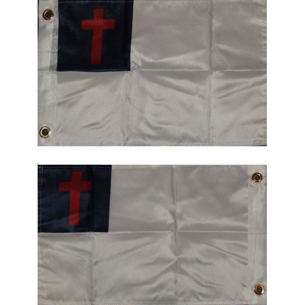 Christian 12"x18" 2 Faced 2 ply Double Sided Wind Resistant Polyester Flag With Grommets