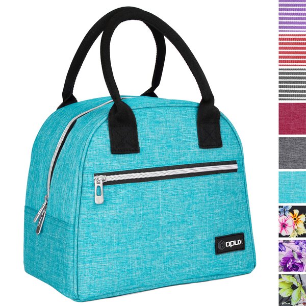 opux Insulated Lunch Box Women, Lunch Bag Tote Girls Kids Teen Adult, Cute Soft Lunch Cooler Container Work School, Reusable Thermal Food Meal Prep Organizer Lunch Pail Travel Beach, Teal Blue