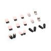 24Pcs Artificial Acrylic Fake Nails with Black Bow Pearl Designs, Press on Nails Square Medium Length, Full Cover Reusable Coffin False Nails, Women Glue on Nails Set, Stick on Nails for Nail Art